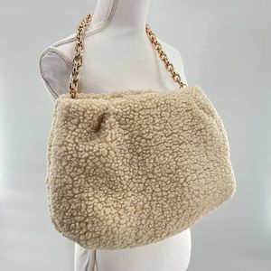 H&M Cream Color Fleece Chain Linked Purse